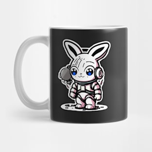 Cute anime style bunny sticker in pink Mug